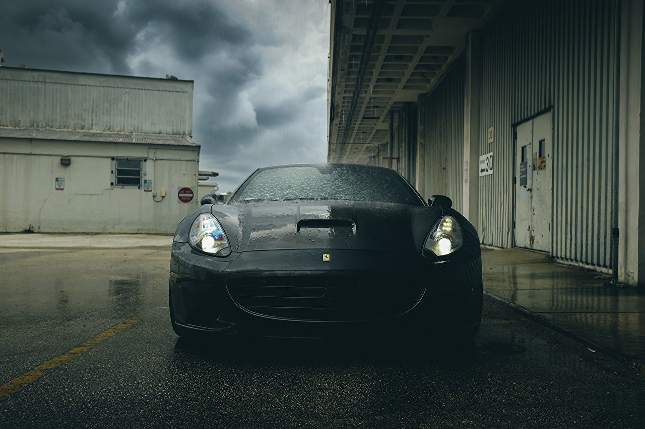 1280 X - Ferrari California Black Rain , HD Wallpaper & Backgrounds