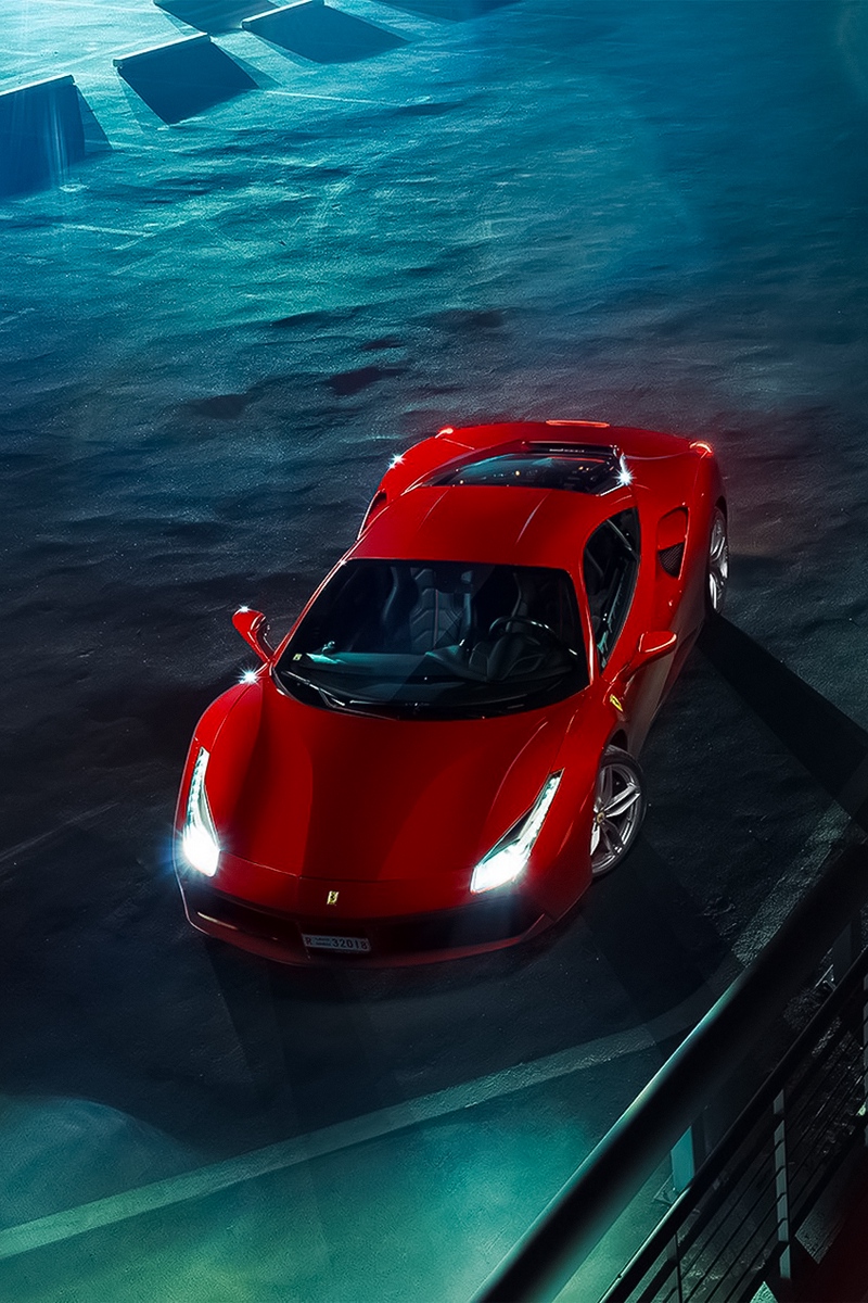 Wallpaper Ferrari, 488, Gtb, Red, Top View - Ferrari 488 Gtb Wallpaper Iphone , HD Wallpaper & Backgrounds