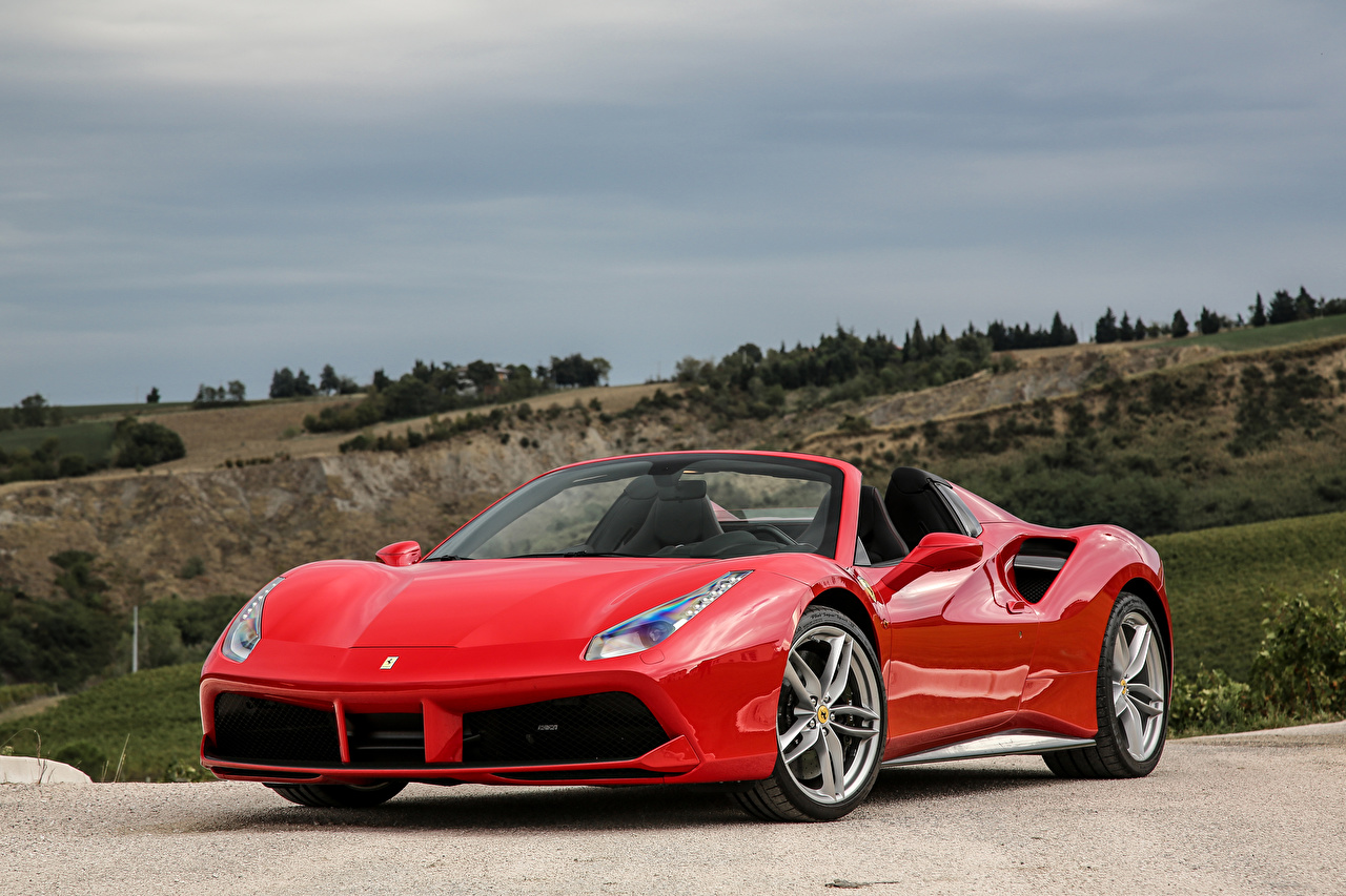 Wallpaper Ferrari 488 Spider Convertible Red Cars Cabriolet - Ferrari 360 Spider 2016 , HD Wallpaper & Backgrounds