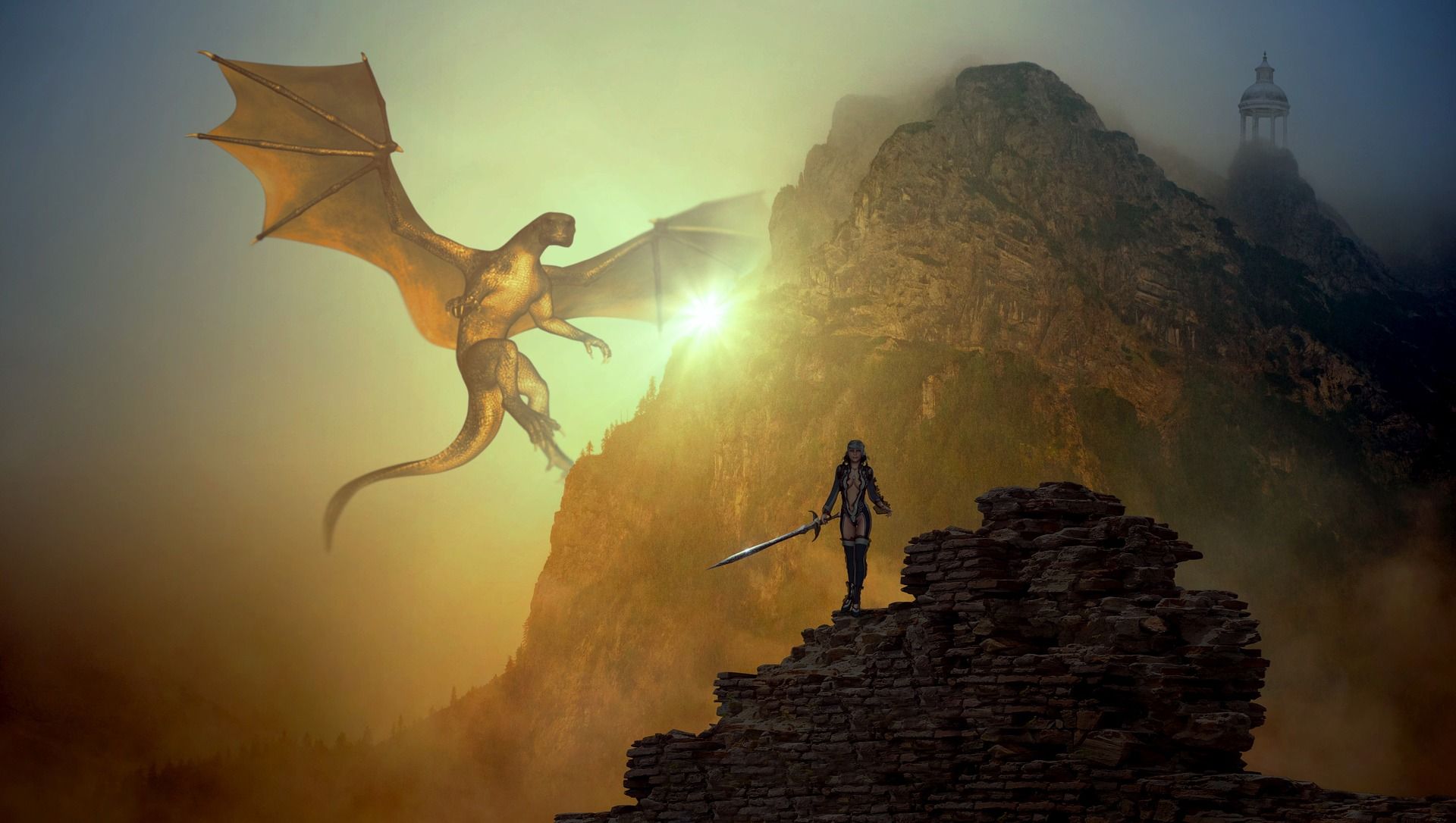 Dark Monster Hd Wallpapers Free Download - Fantasy Dragon Mountain , HD Wallpaper & Backgrounds