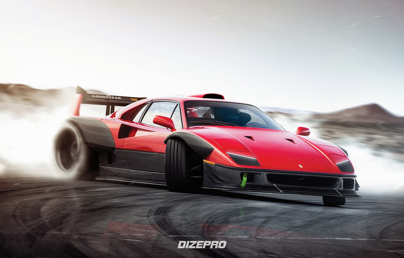 Photo Wallpaper Red, Auto, Machine, Ferrari, Drift, - Ferrari F40 Drift , HD Wallpaper & Backgrounds
