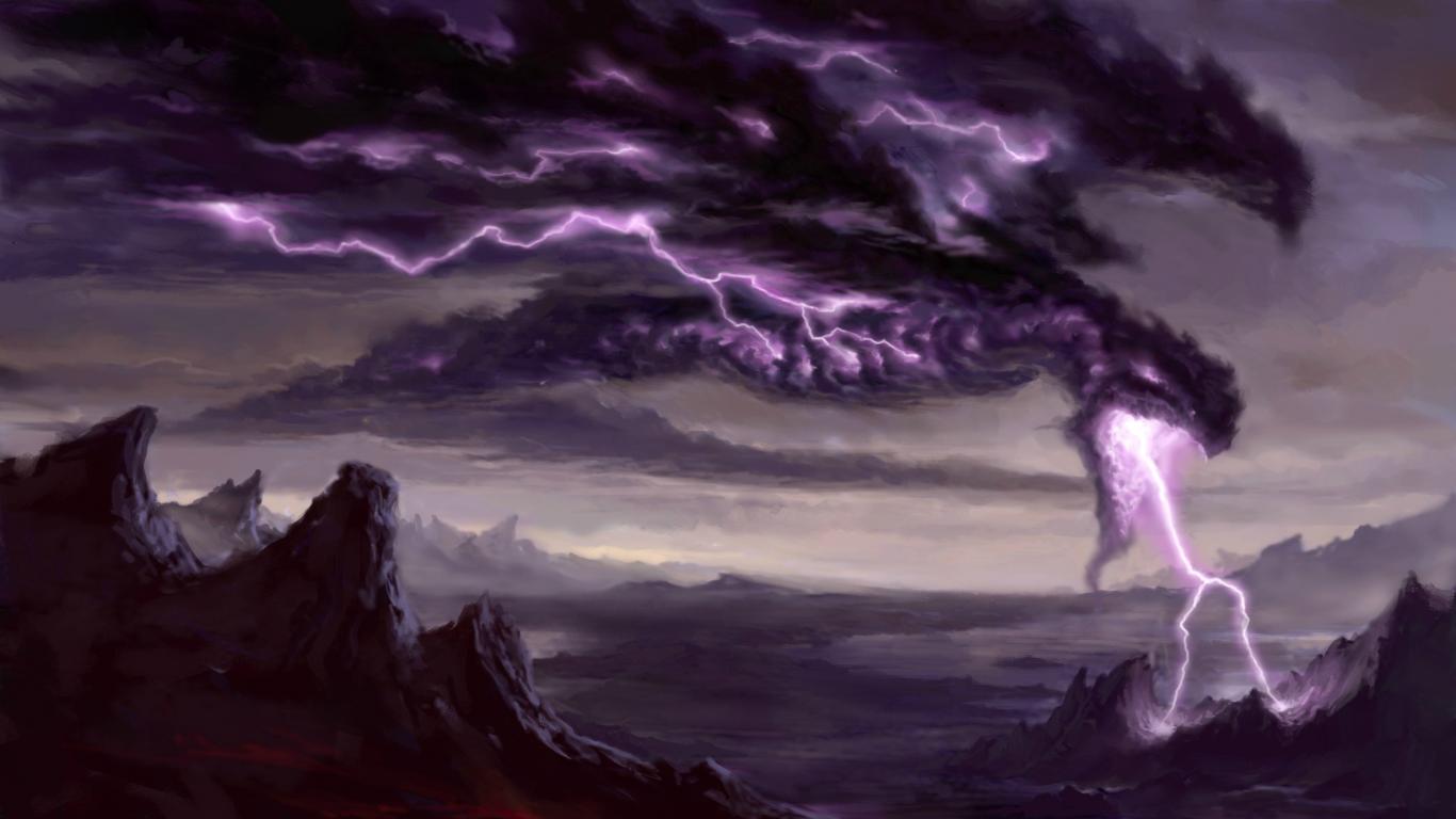 Dark Fantasy Landscape - Black And Purple Dragon , HD Wallpaper & Backgrounds