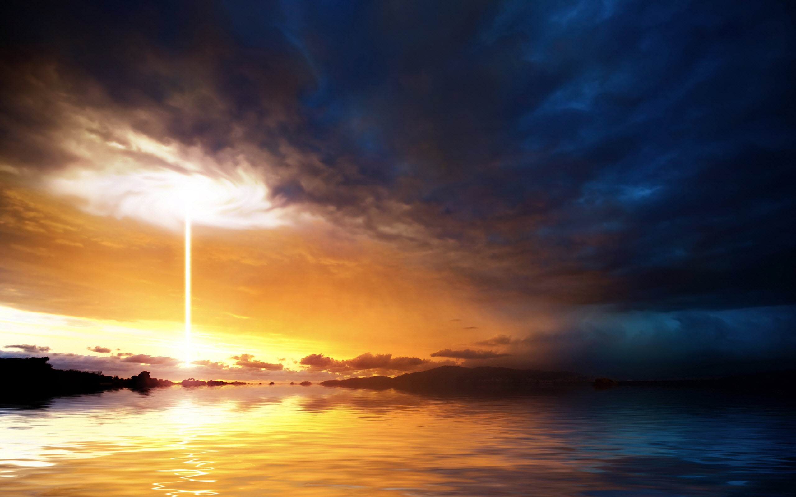 Fantasy Landscape, Light, Dark Clouds, Ocean, Cgi - Light And Dark Landscapes , HD Wallpaper & Backgrounds