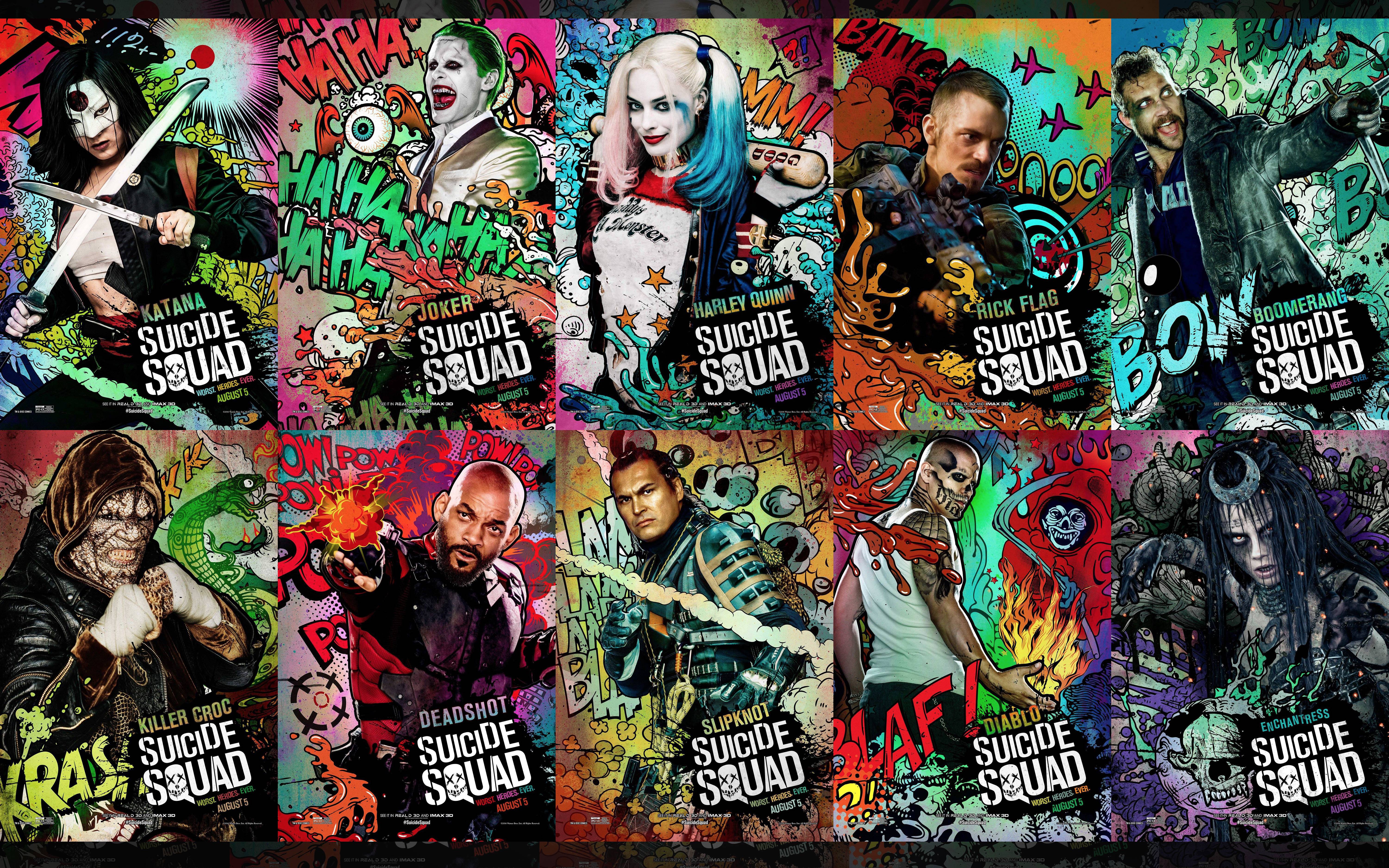 Suicide Squad Comic Style Mega Poster/wallpaper - Cool Wallpapers Of Suicide Squad , HD Wallpaper & Backgrounds
