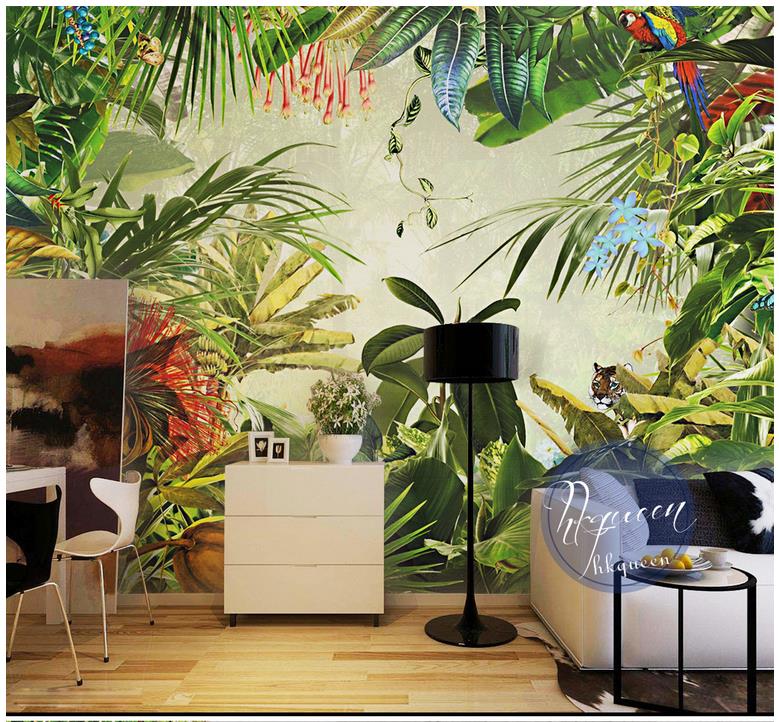 Custom 3d Photo Wallpaper 3d Wall Murals Wallpaper - Tropical Forest Wall Mural , HD Wallpaper & Backgrounds