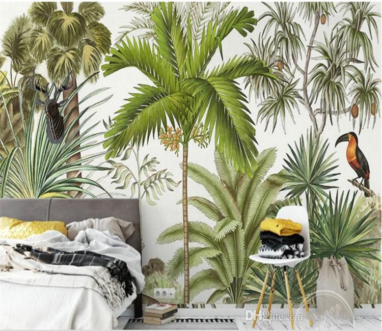 Large Custom Wallpaper Tropical Rainforest Green Plant - Tropical Forest Wallpaper Room , HD Wallpaper & Backgrounds