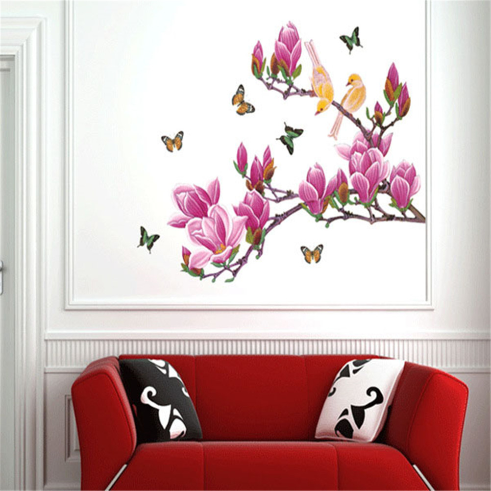Magnolia Flower Blossoms Sticker Hall Wallpaper Floral - Naklejki Na Scianę Magnolia , HD Wallpaper & Backgrounds