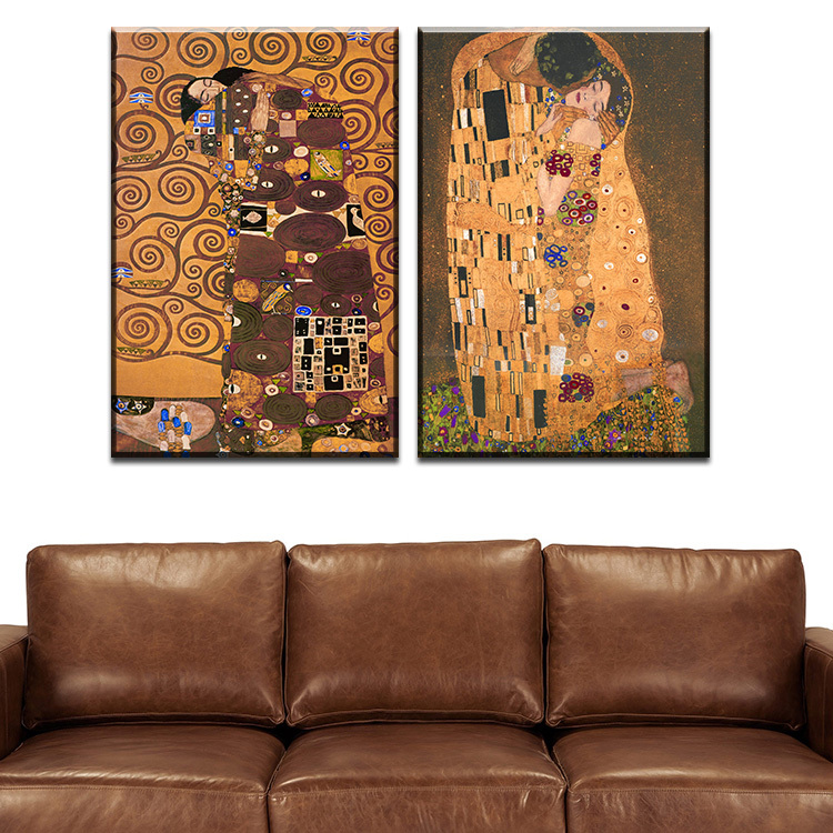 Buy 2 Pcs Best Gustav Klimt Kiss Home Best Wall Art - Gustav Klimt , HD Wallpaper & Backgrounds