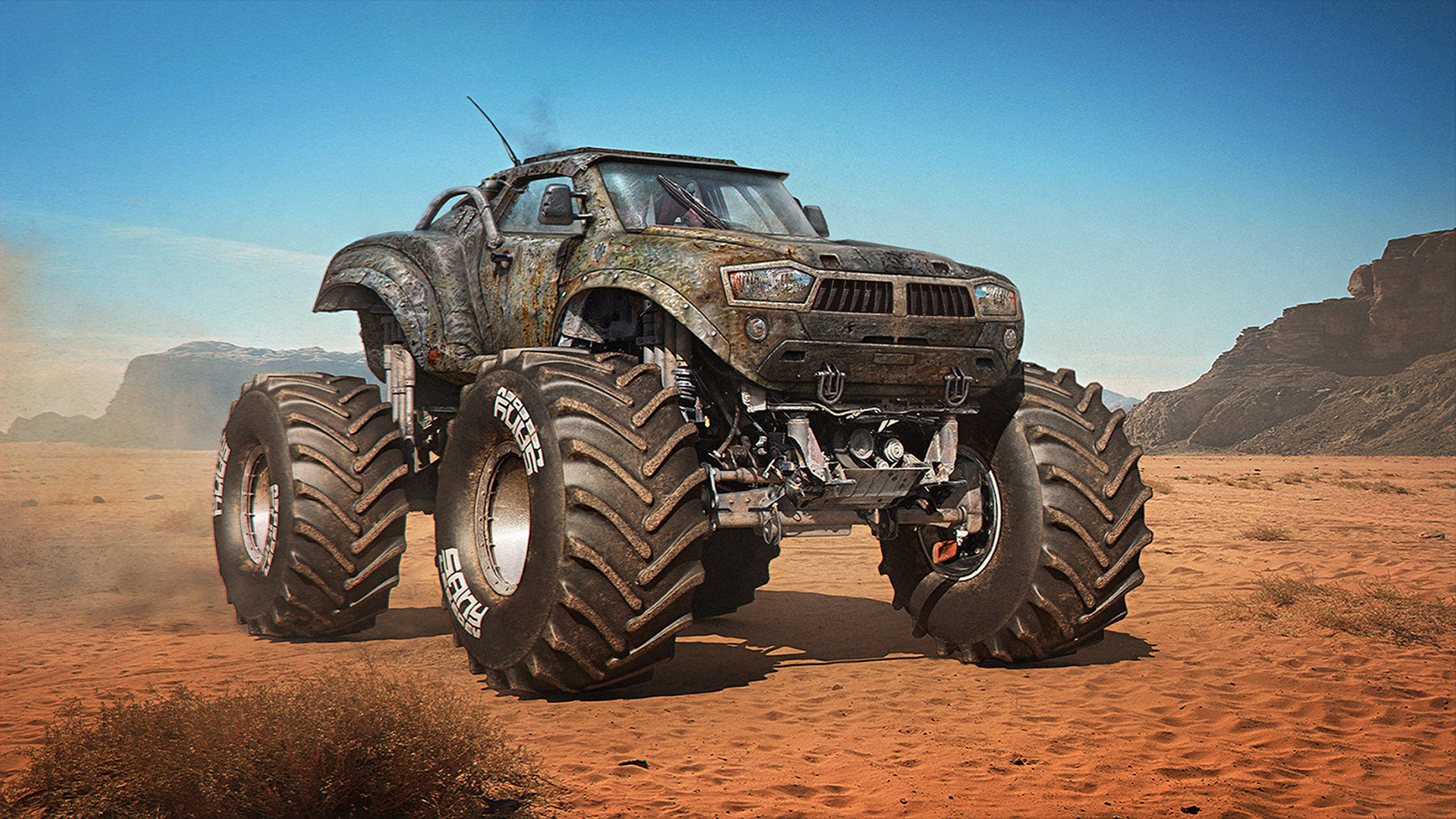 Monster Truck - Post Apocalyptic Monster Truck , HD Wallpaper & Backgrounds