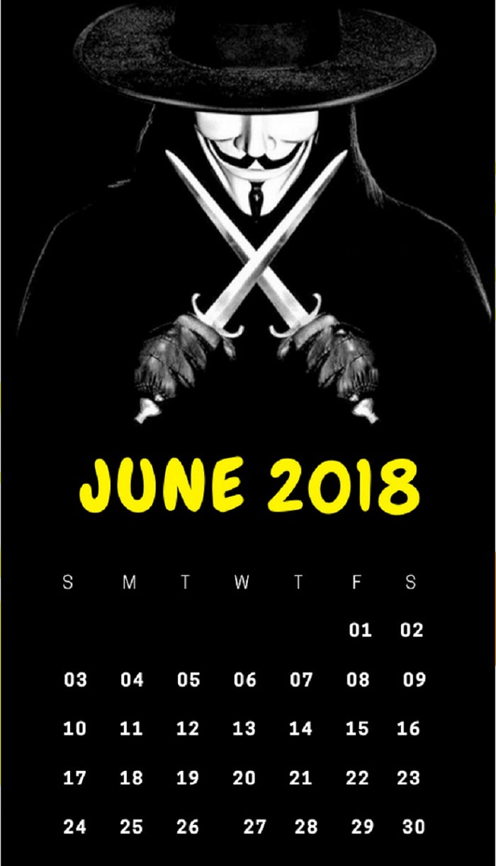June 2018 Iphone Calendar Wallpaper - Black Wallpapers Hd For Android , HD Wallpaper & Backgrounds