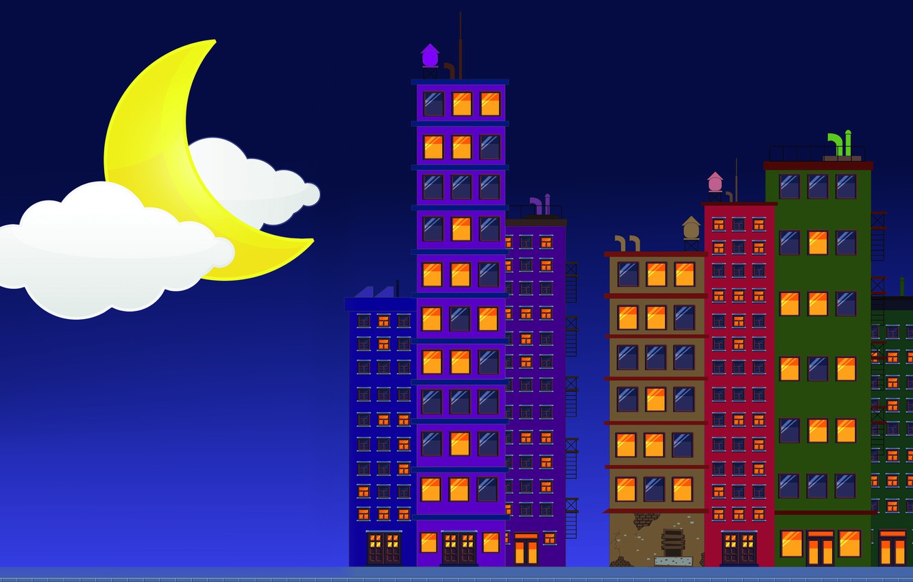 Photo Wallpaper Minimalism, Night, House, The Building, - Pixel Art , HD Wallpaper & Backgrounds