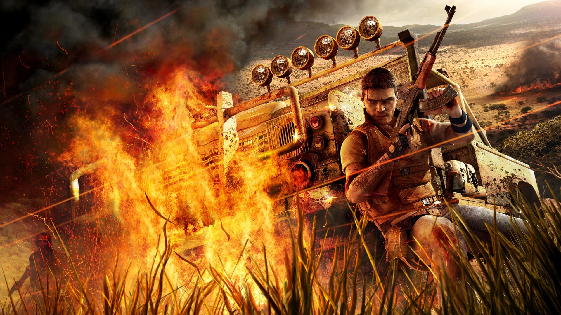 Far Cry, Fire, Car - Far Cry 2 Art , HD Wallpaper & Backgrounds