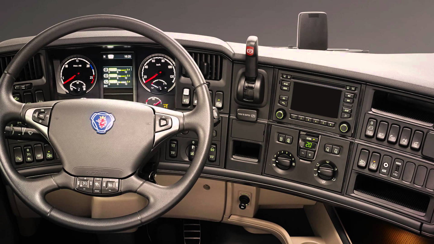Black Saab Car Interior Scania Truck Vehicle Hd Scania