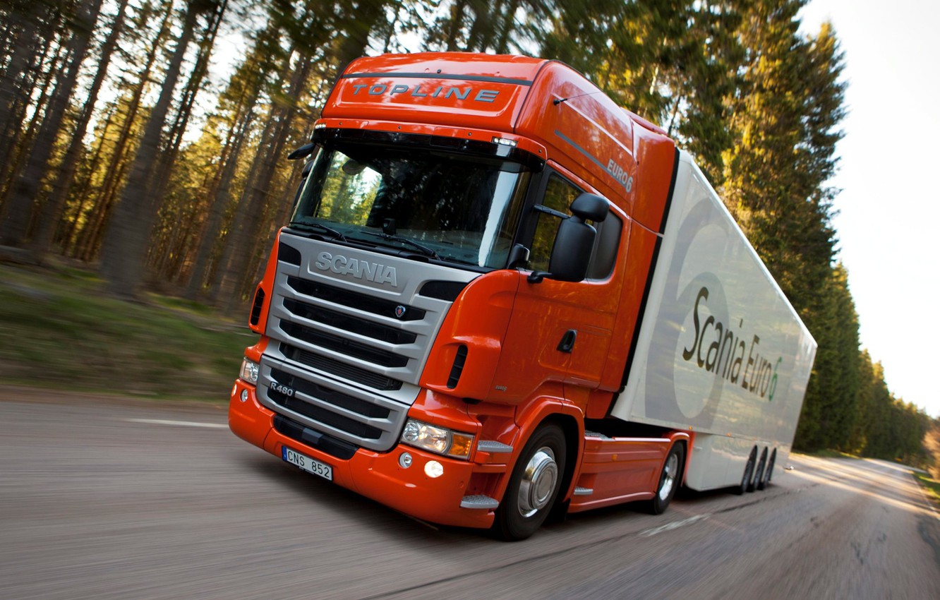 Photo Wallpaper Truck, In Motion, Truck, Scania, Scania, - Scania R480 Euro 6 , HD Wallpaper & Backgrounds