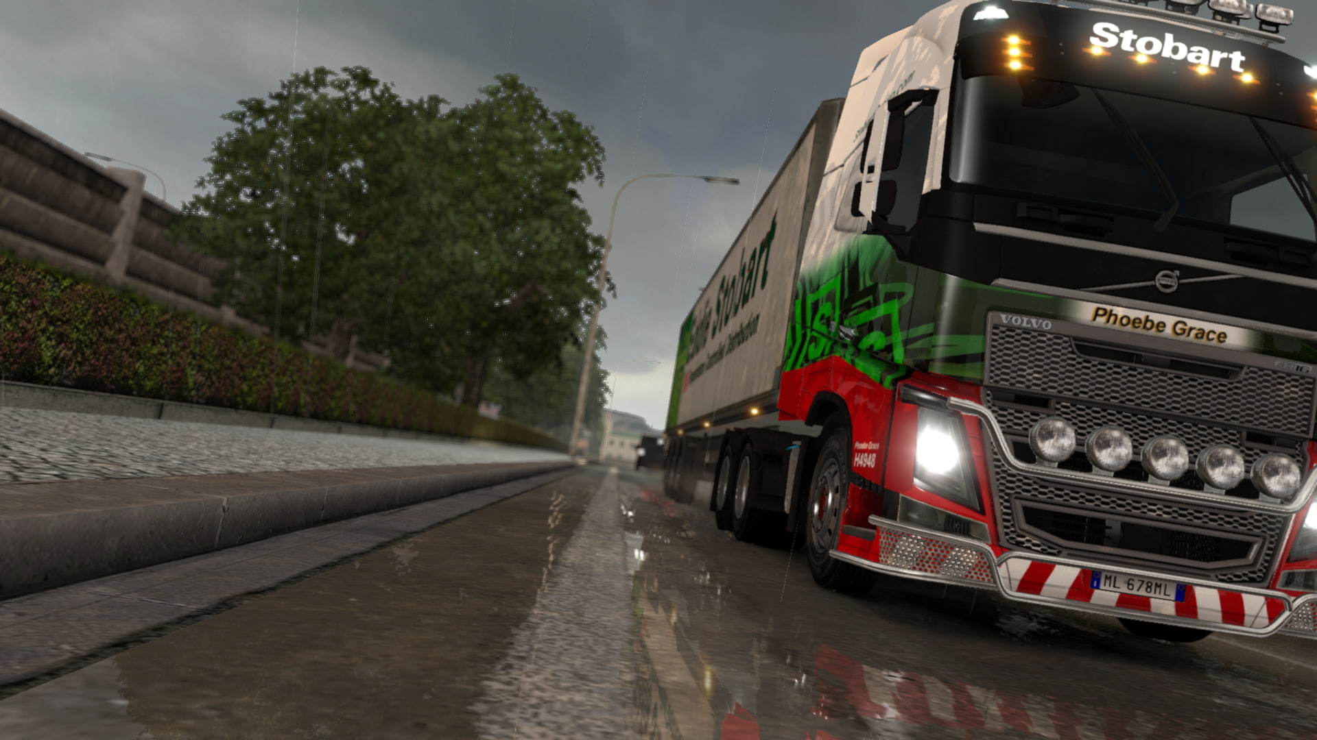 Euro Truck Simulator 2, Rain, Reflection, Lorry, Trees, - Euro Truck Simulator 2 Hd , HD Wallpaper & Backgrounds