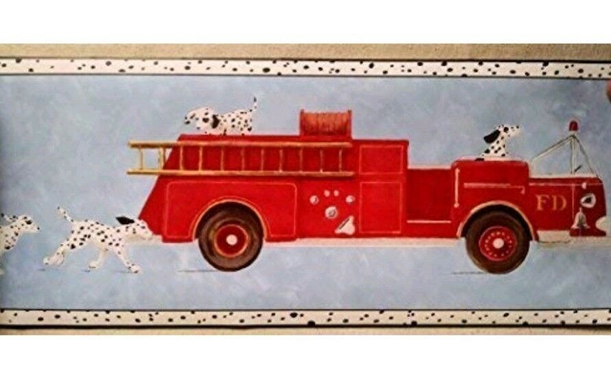 Details About Dalmatians Dog Red Fire Truck York Wallpaper - Fire Apparatus , HD Wallpaper & Backgrounds