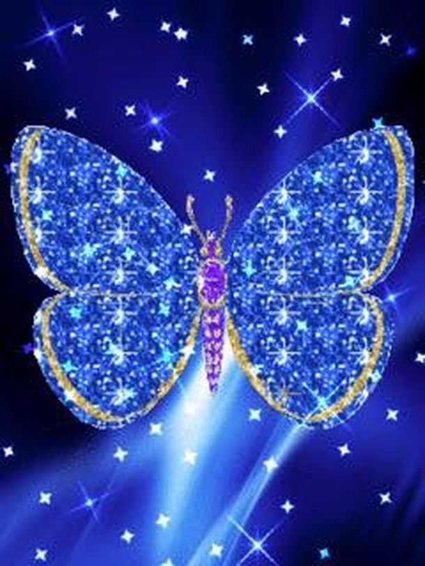 Butterfly Bejeweled In Blue - Animated Beautiful Butterflies , HD Wallpaper & Backgrounds