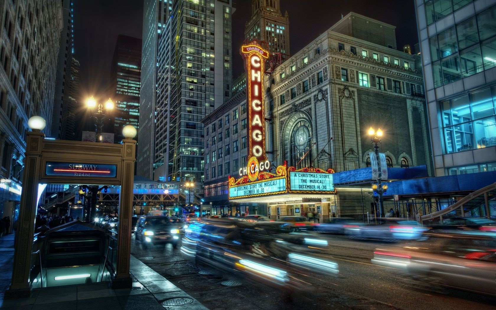 Chicago City Night, Lights, Buildings, Underground - Chicago Night Desktop Background , HD Wallpaper & Backgrounds
