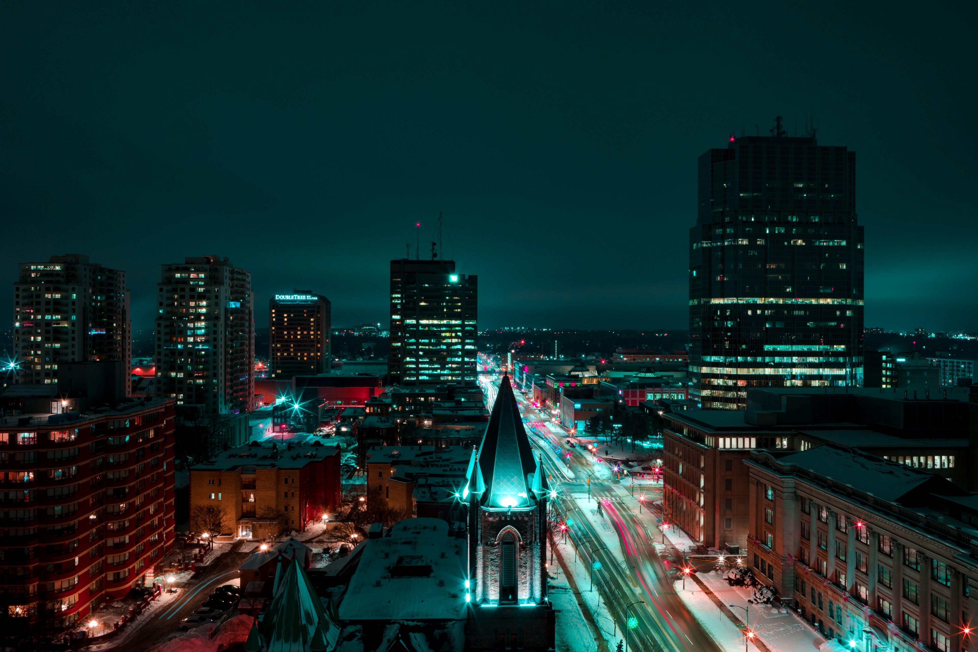 #3840x2560 Downtown London At Night From Above 4k Wallpaper - London Background At Night , HD Wallpaper & Backgrounds