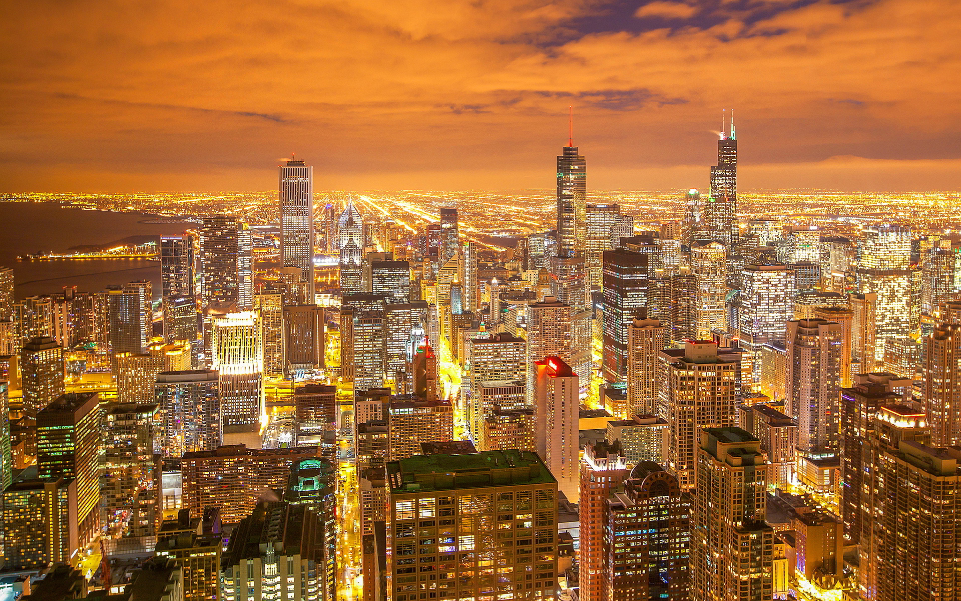 Chicago Evening View - Chicago , HD Wallpaper & Backgrounds