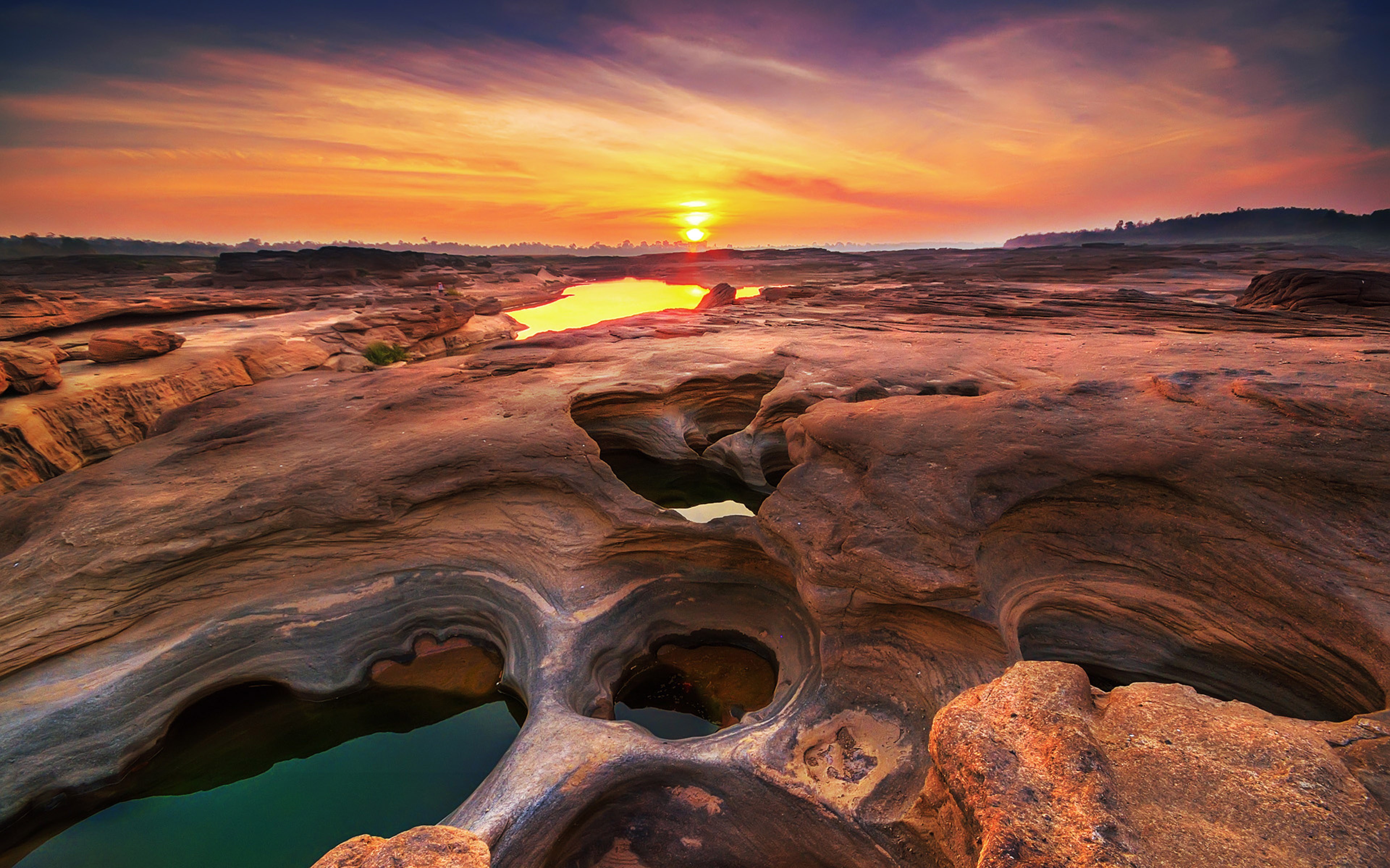 Sunset Landscape Sam Phan Bok Grand Canyon Of Thailand - Sam Phan Bok Thailand , HD Wallpaper & Backgrounds