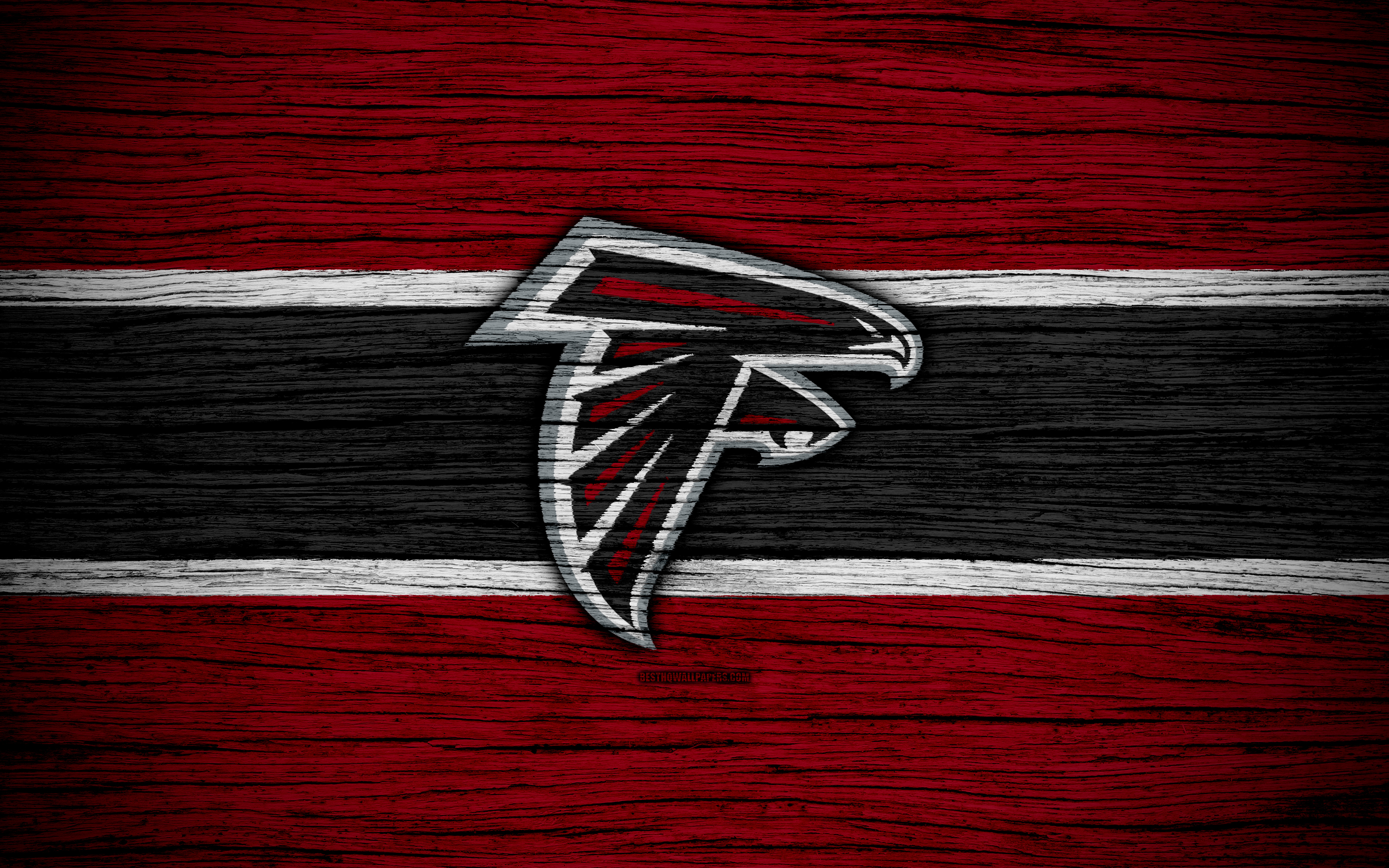 Atlanta Falcons, Nfl, 4k, Wooden Texture, American - Logo High Resolution Atlanta Falcons , HD Wallpaper & Backgrounds