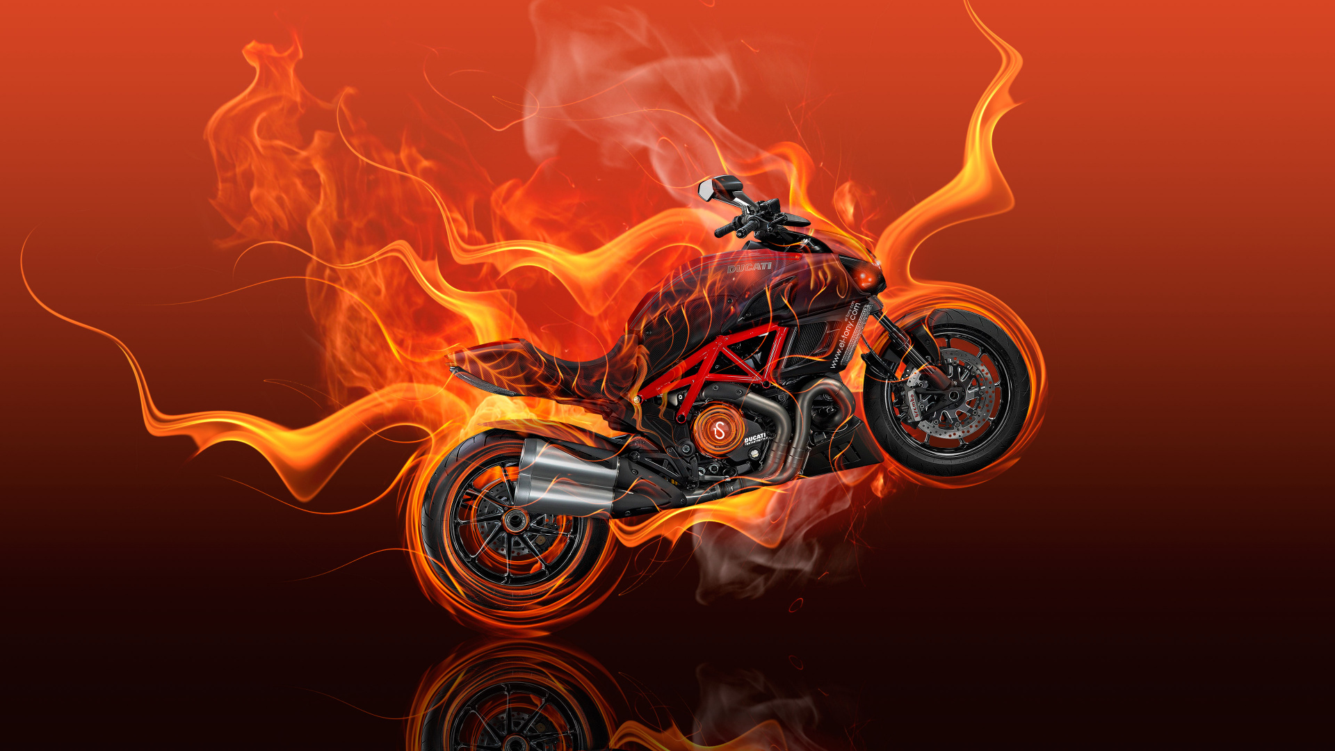 Wallpaper Moto Ducati Diavel Flame - 4k Wallpaper Moto , HD Wallpaper & Backgrounds