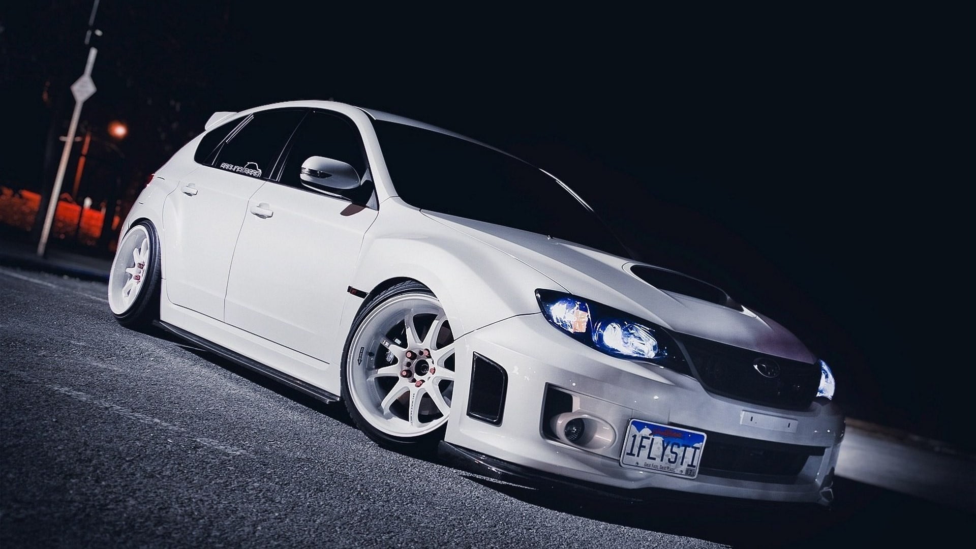 White Sedan, White, Subaru, Tuner Car, Stance Hd Wallpaper - Subaru Hatchback Sti Modified , HD Wallpaper & Backgrounds