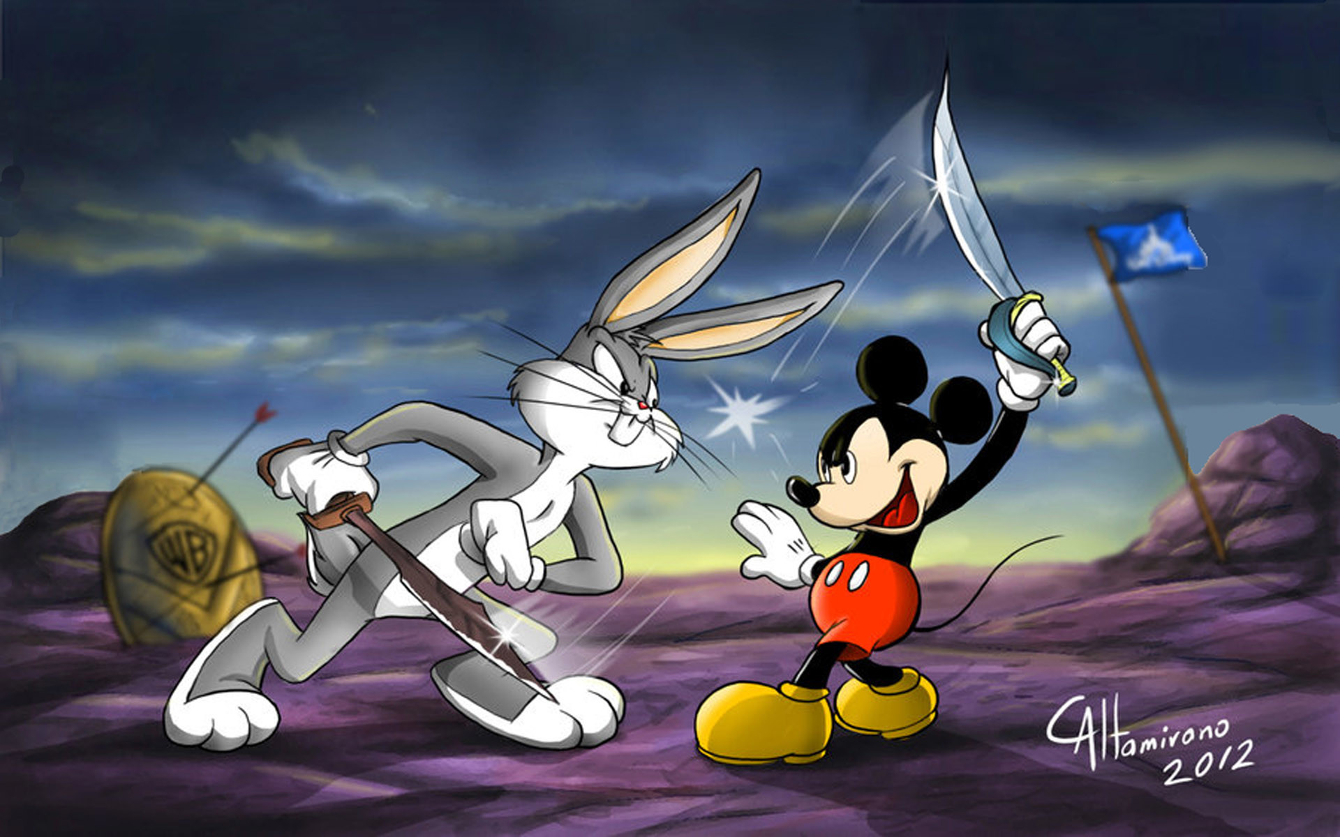 The Looney Tunes Show - Mickey Mouse Vs Bugs Bunny Fan Art , HD Wallpaper & Backgrounds