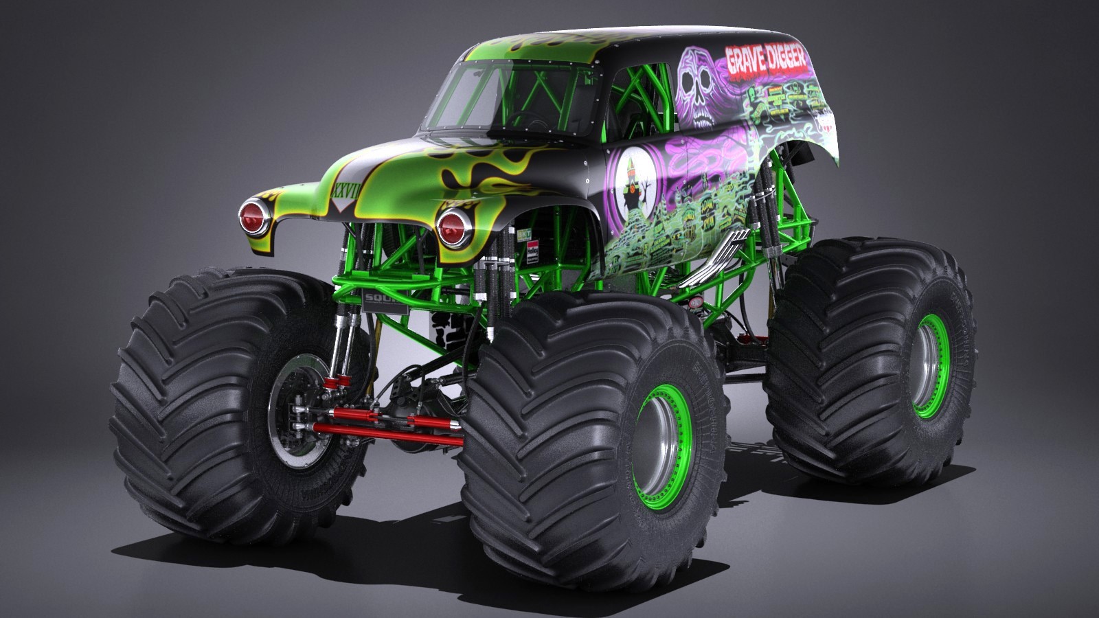 Grave Digger Monster Truck - Monster Truck 3d Model Free , HD Wallpaper & Backgrounds