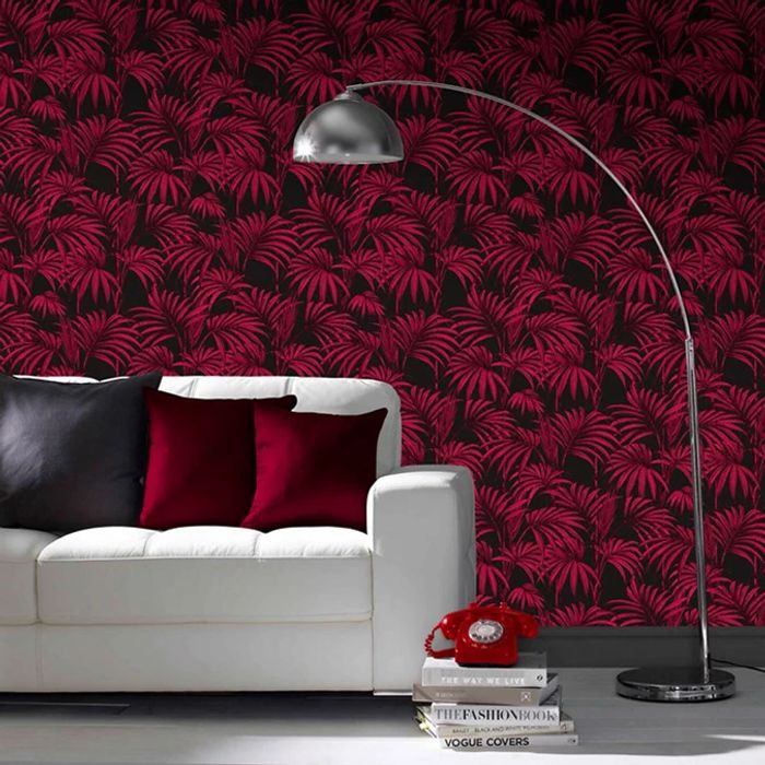 Black & Fuchsia Honolulu Palm Leaf Wallpaper - Graham And Brown Crocodile Wallpaper White , HD Wallpaper & Backgrounds