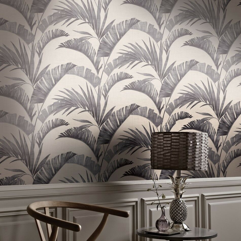 Details About Charcoal Palm Leaves Wallpaper - Papel Pintado Journeys , HD Wallpaper & Backgrounds