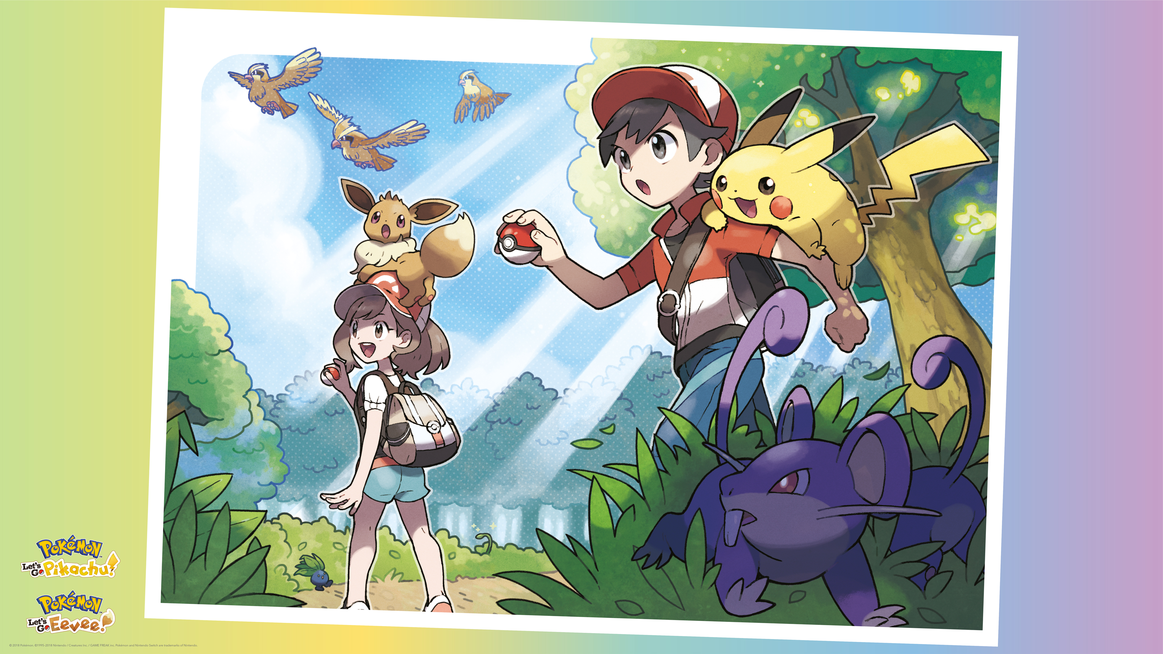 Pokémon, Pikachu, Eevee , Pokémon Lets Go Eevee, Chase , HD Wallpaper & Backgrounds