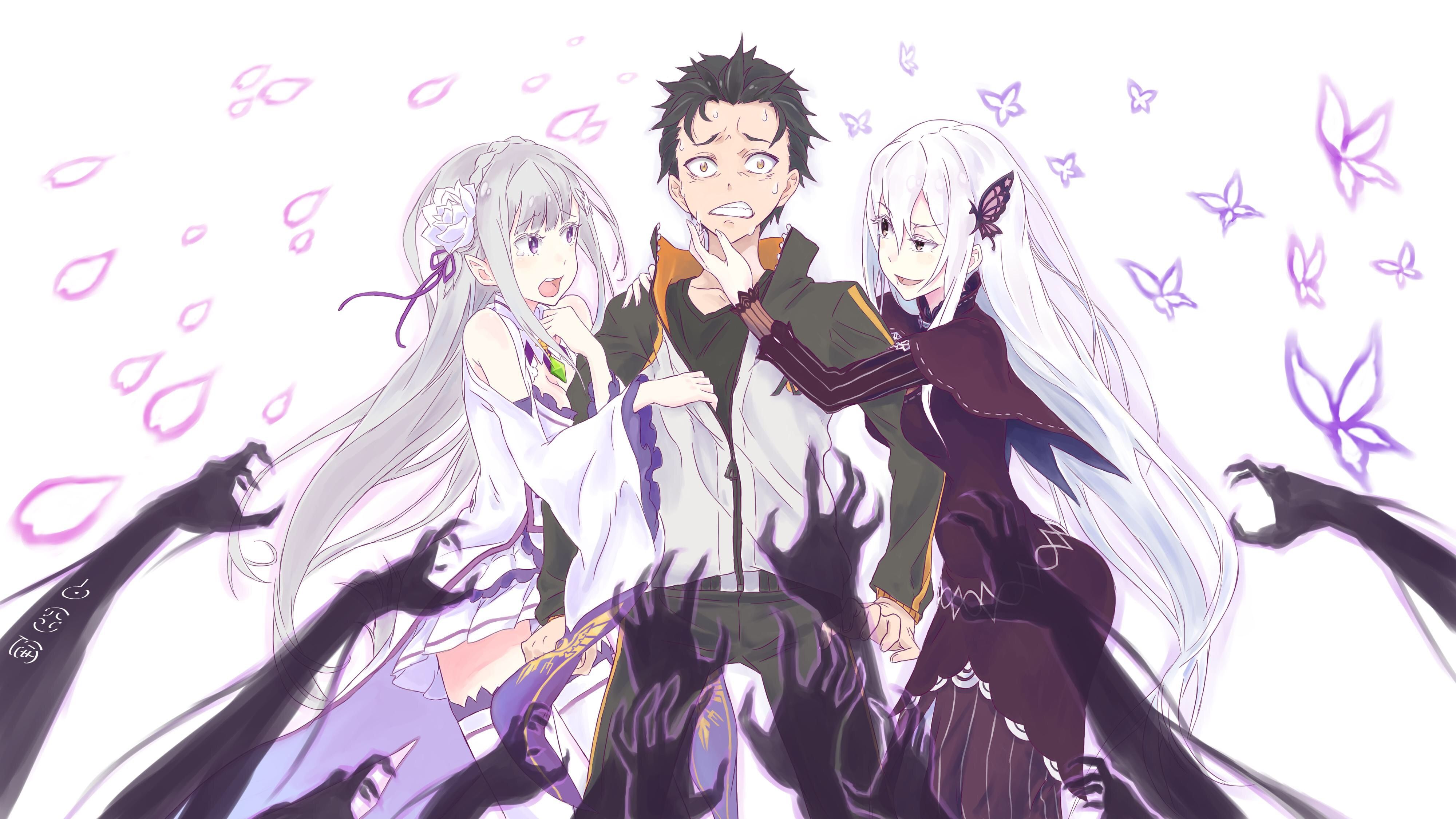 Me Me , Satella , Emilia (re - Re Zero Satella And Emilia , HD Wallpaper & Backgrounds