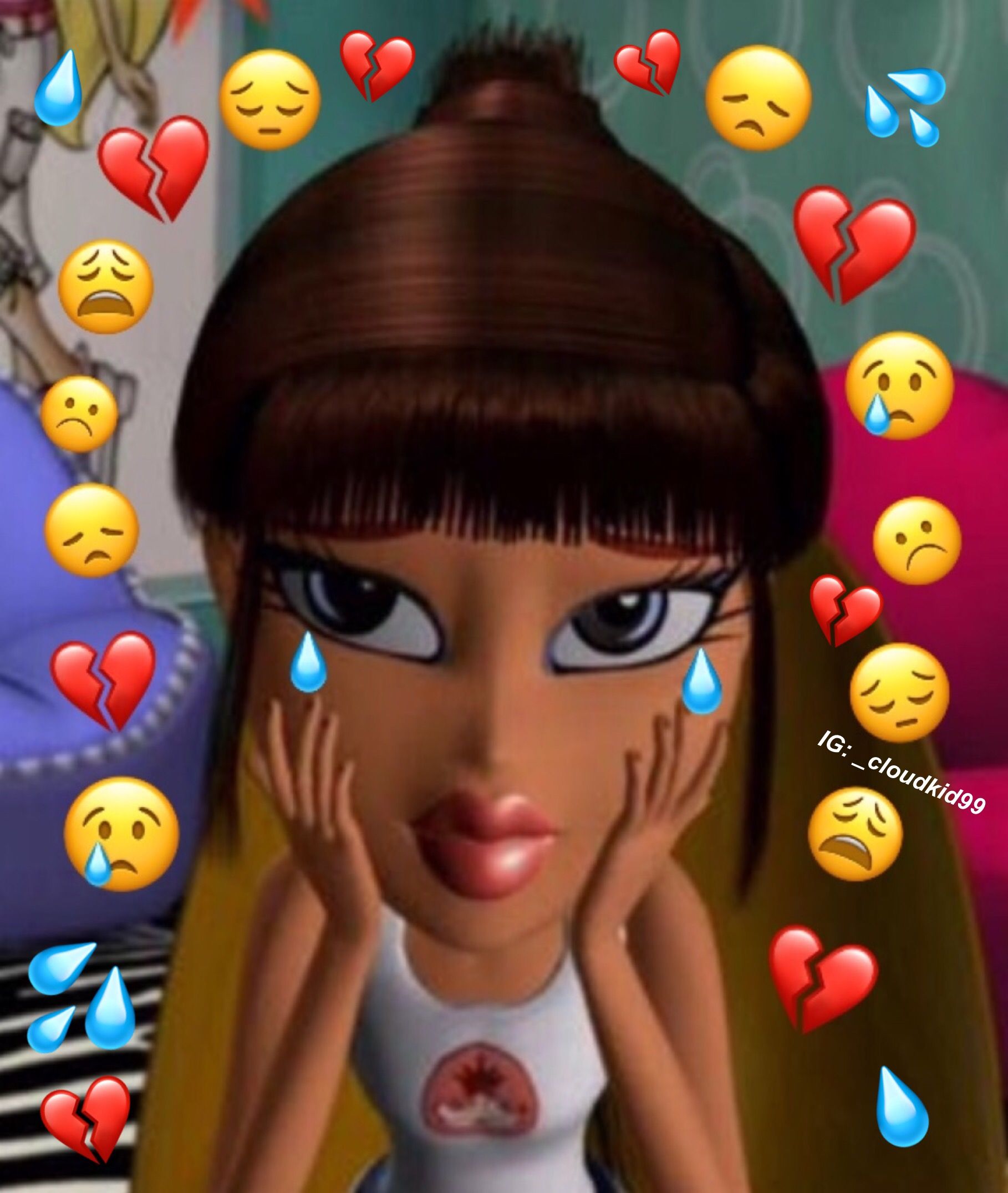 #edit #bratz #dolls #sad #hurt #mood #frown #heartbroken - Cartoon Edit , HD Wallpaper & Backgrounds