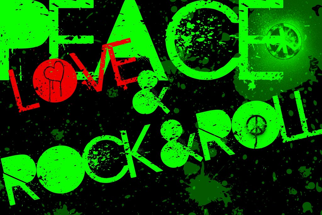 Peace Love Music Tattoos Gallery - Rock And Roll Peace , HD Wallpaper & Backgrounds