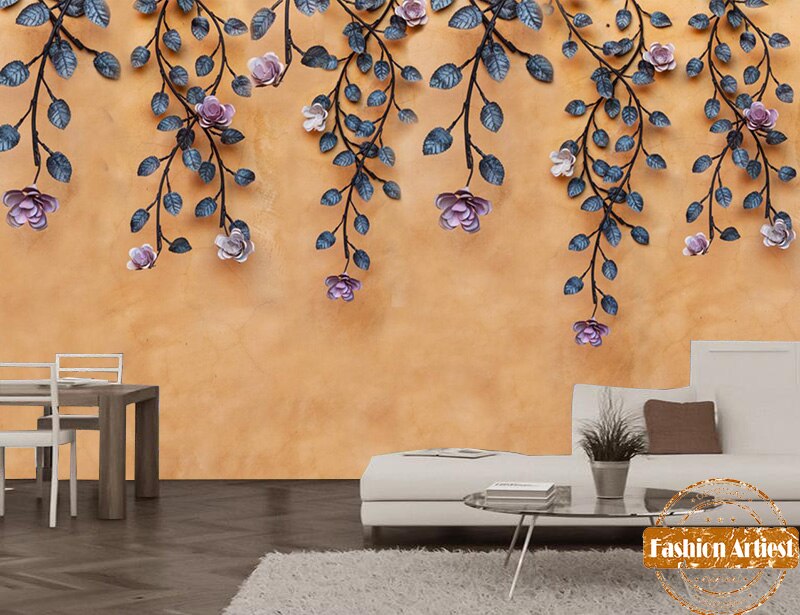 Custom Summer Peace Flower Floral Wallpaper Mural Romantic - Living Room , HD Wallpaper & Backgrounds