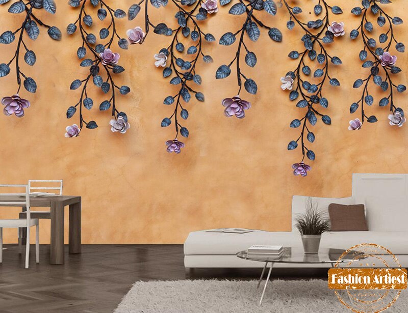 Custom Summer Peace Flower Floral Wallpaper Mural Romantic