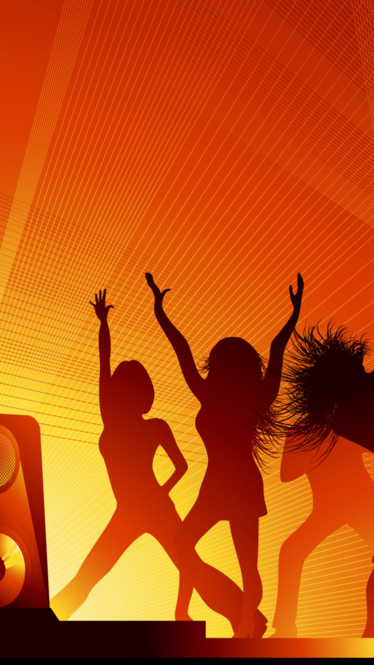 Party, Yellow, Dance, Music, Silhouette Wallpaper For - Girls Dance In Disco , HD Wallpaper & Backgrounds