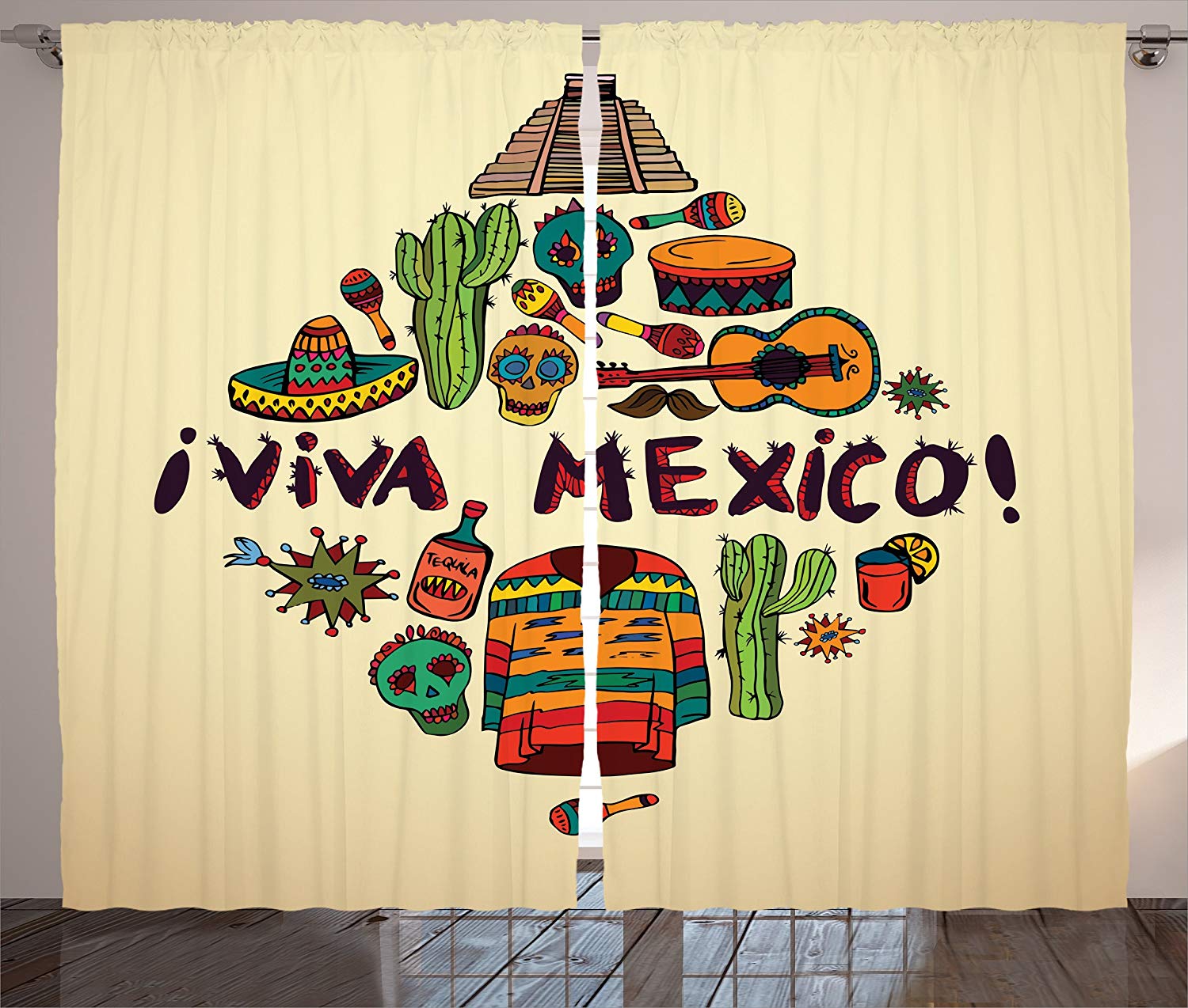 Ambesonne Mexican Decorations Collection, Mexican Symbols - Viva Mexico , HD Wallpaper & Backgrounds