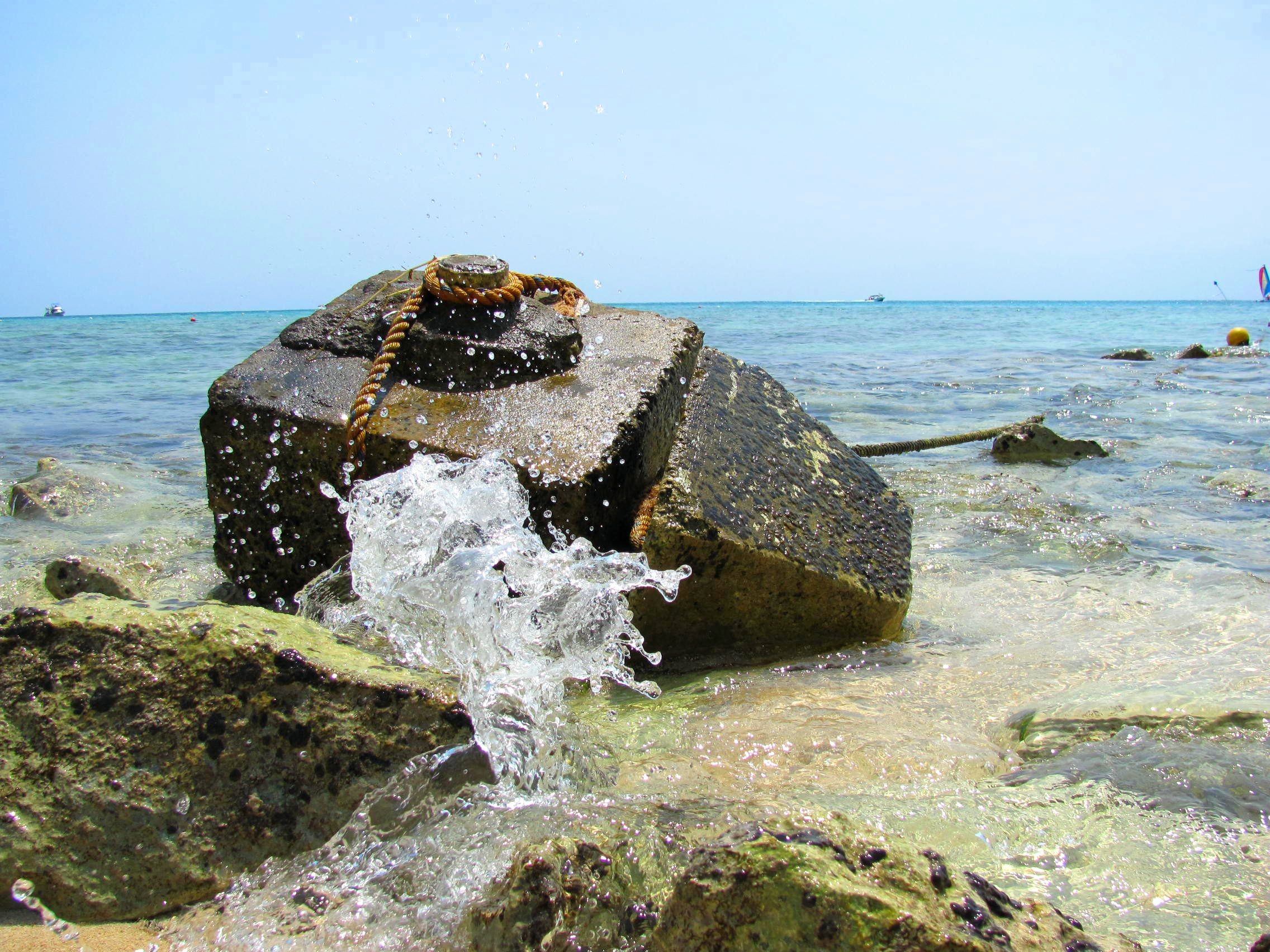 Blue Cozumel Nature Anchor Wave Splash Mexico Stone - Sea , HD Wallpaper & Backgrounds