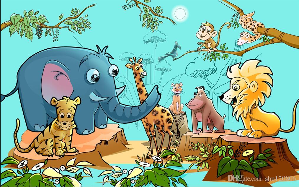 On Ok 3d Room Wallpaper Custom Photo Mural Cute Cartoon - Animal Cartoon For Wall Painting , HD Wallpaper & Backgrounds