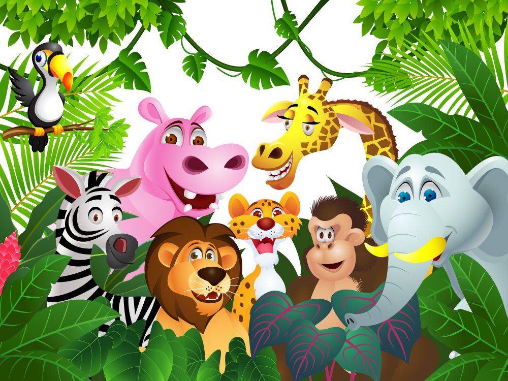 Jungle Animals Wallpaper - Jungle Cartoon Wallpaper Hd , HD Wallpaper & Backgrounds