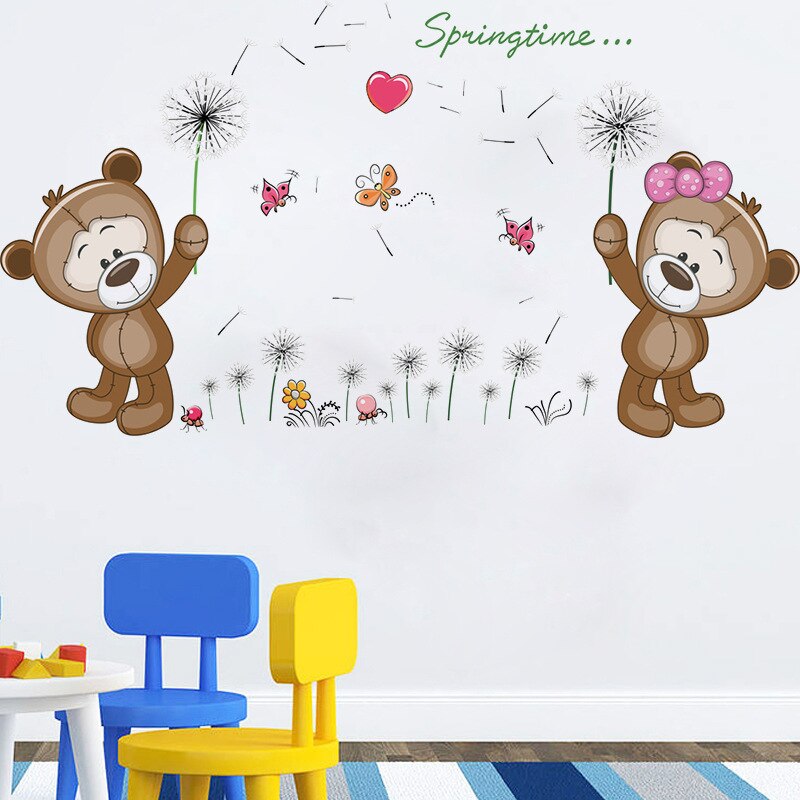 Quality Lovely Big Bears Wall Stickers Decals Sweet - Mouvement Basket , HD Wallpaper & Backgrounds