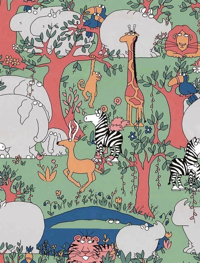Details About Sandra Boynton Jungle Wild Kingdom Wallpaper - Herd , HD Wallpaper & Backgrounds