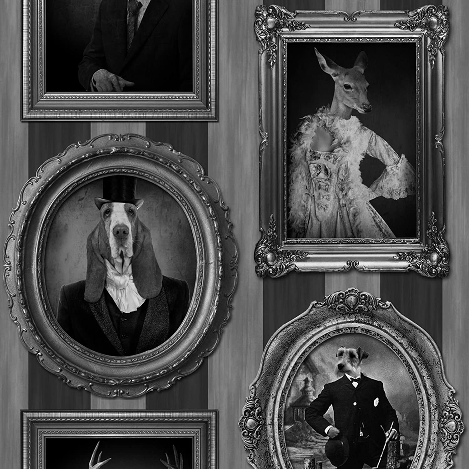 Muriva Dogs In Frames Wallpaper Grey, Charcoal - Dog Wallpaper For Walls Uk , HD Wallpaper & Backgrounds
