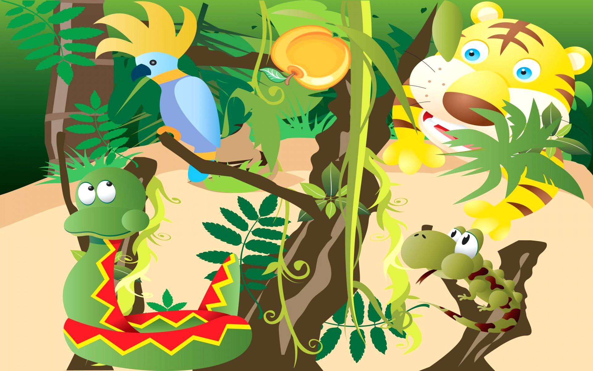 Jungle Animal Cartoon , HD Wallpaper & Backgrounds