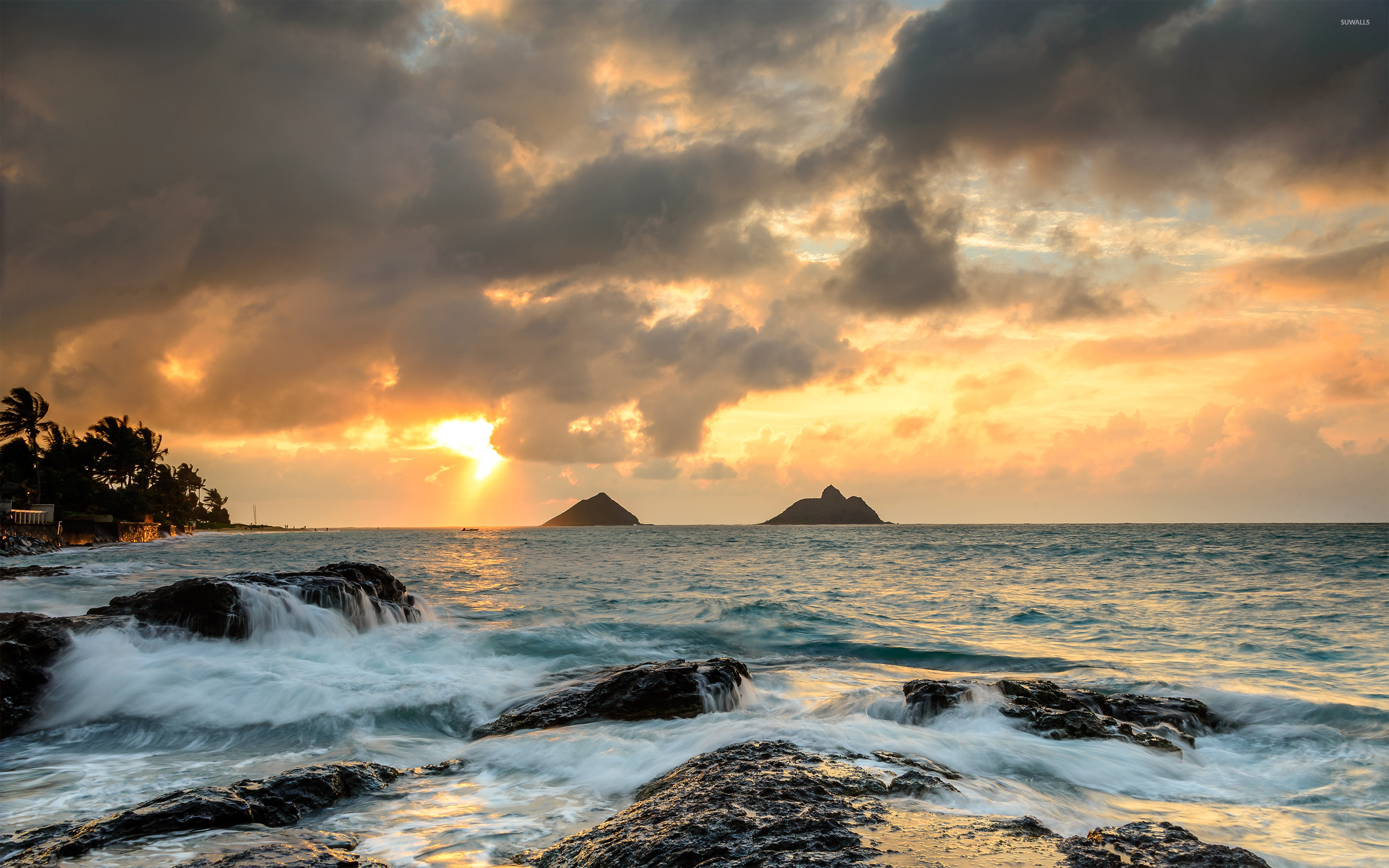 Sunrise At Lanikai Point, Hawaii Wallpaper - Nature Oil Painting Landscape , HD Wallpaper & Backgrounds