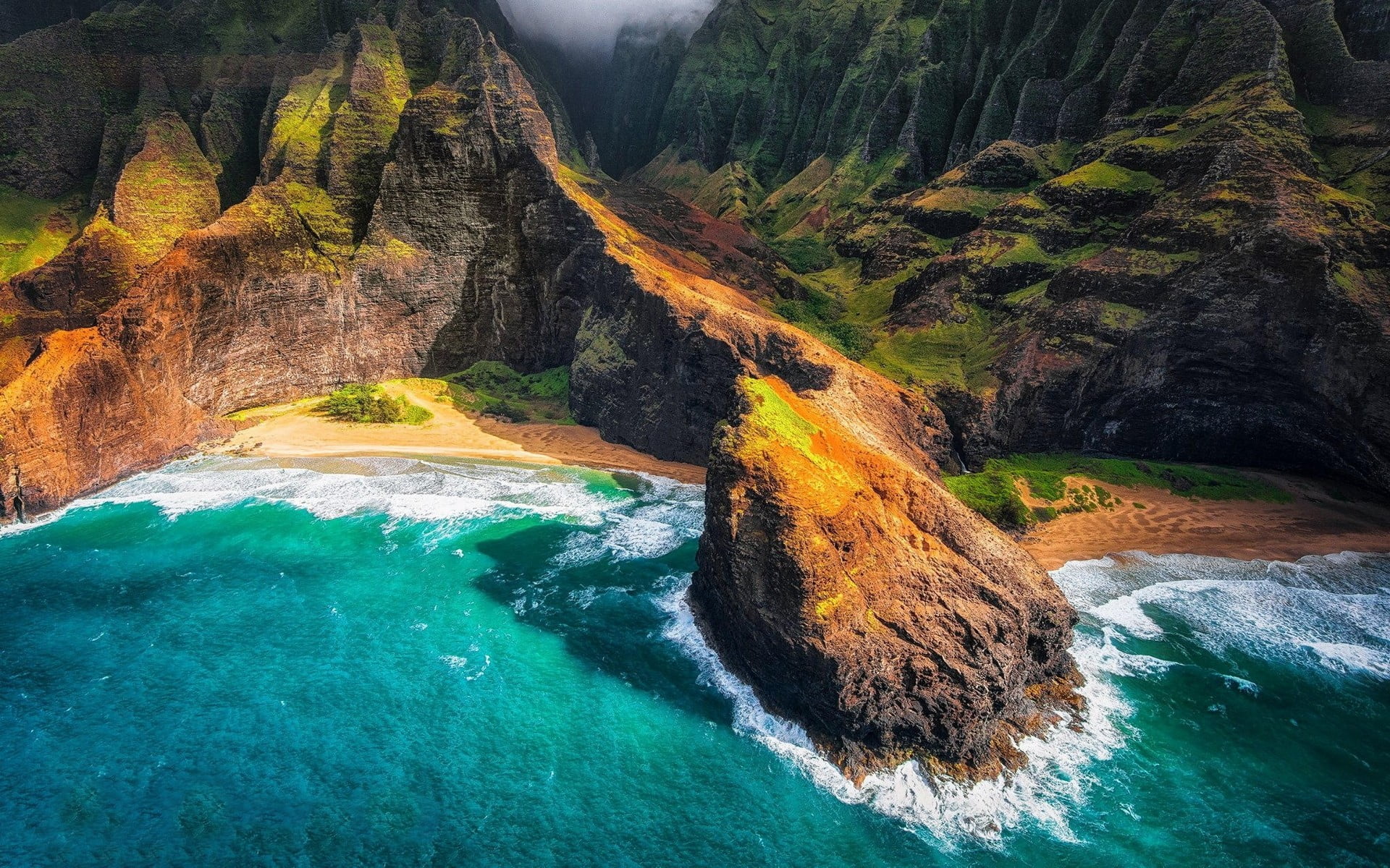 Landscape, Nature, Kauai, Hawaii Hd Wallpaper - Hawaii Mountains And Ocean , HD Wallpaper & Backgrounds