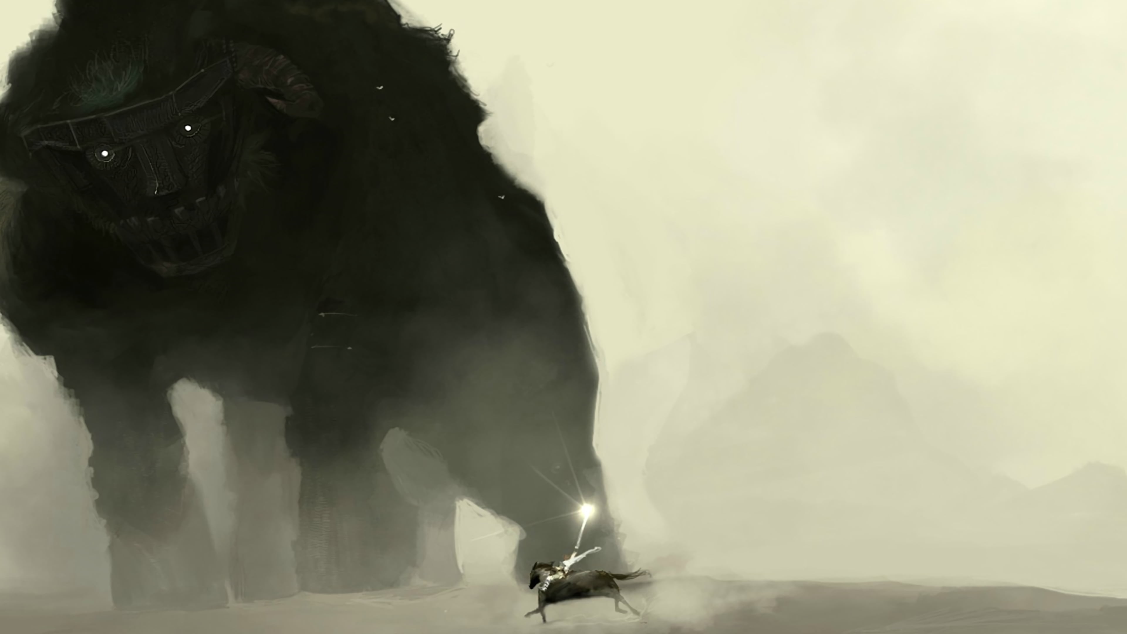 Running Horse Near Monster Digital Art Poster, Shadow - Shadow Of The Colossus , HD Wallpaper & Backgrounds